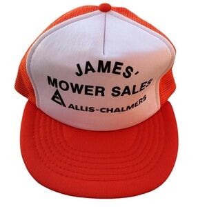 Vintage Allis Chalmers James Mower Sales Mesh Trucker SnapBack Hat Kap 2